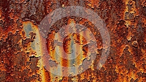 Surface with vibrant orange and brown rust patterns covering