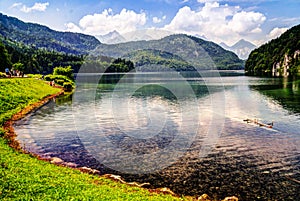 Surface view of Alpsee lake, Bayern Germany