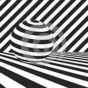 Surfaces with black and white stripes and striped sphere