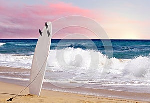 Surfboard on beach