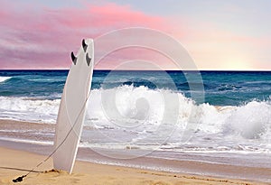 Surfboard on beach photo