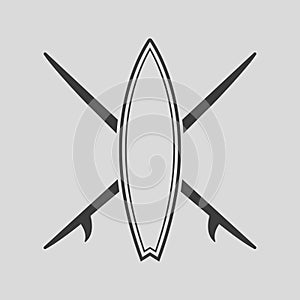 Surfboard rental logo design. Surfing logotype vector illustration. Retro style.