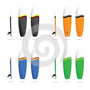 Surfboard set in various color design illustration