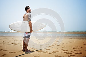 Surfboard Surfer Outdoor Sport Tropical Ocean Concept