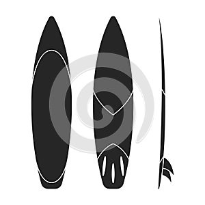 Surfboard vector black set icon.Vector illustration surfboard for wave.Isolated icon hawaii of surf board.