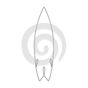 Surfboard vector outline icon. Vector illustration surf board on white background. Isolated outline illustration icon of