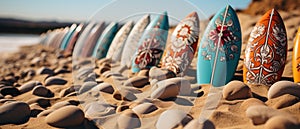 Surfboards with abstract pattern. Vacation concept.