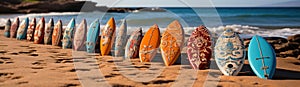 Surfboards with abstract pattern. Vacation concept.