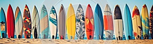 Surfboards with abstract pattern. Vacation concept.