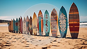 Surfboards with abstract pattern. Vacation concept.