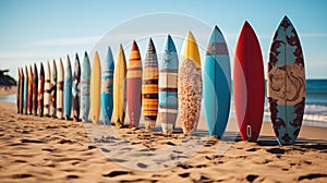 Surfboards with abstract pattern. Vacation concept.