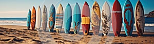 Surfboards with abstract pattern. Vacation concept.