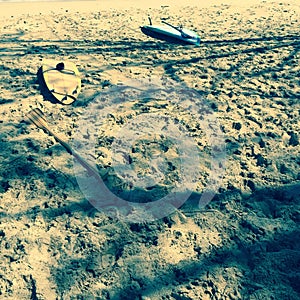 Surfboards on beach, Maui, Hawaii