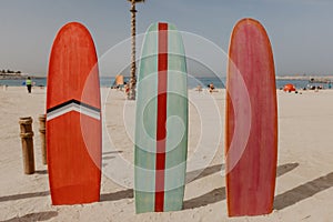 Surfboards on the beach place