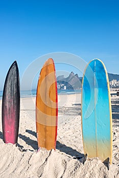 Surfboards on the Ipanema beach