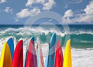 Surfboards at Lumahai beach Kauai