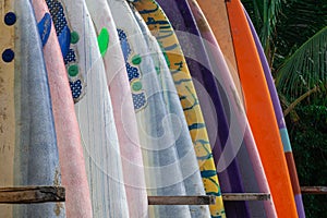 Surfboards in Sayulita Mexican Beach.