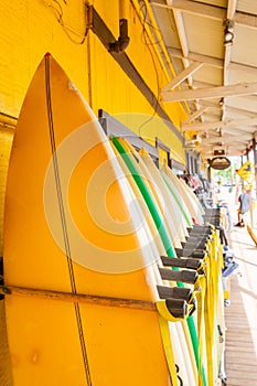 Surfboards at a shop in Haleiwa, Oahu, Hawaii