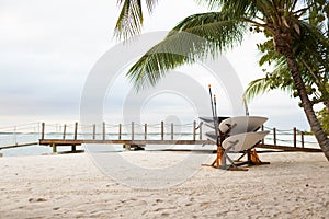 Surfboards on tropical beach