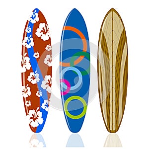 Surfboards on a white background