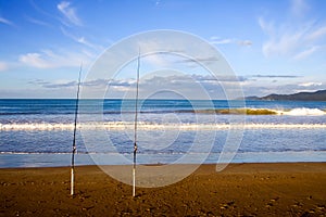 Surfcasting Rods at Taipa Beach