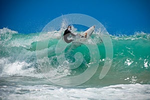 Surfer on an amazing wave