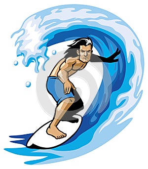 Surfer on the barrel