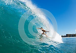 Surfer on Blue Ocean Wave