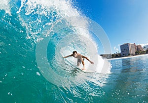 Surfer on Blue Ocean Wave