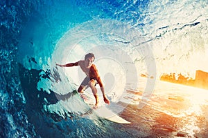 Surfer on Blue Ocean Wave photo