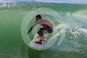 Surfer Close Action Wave