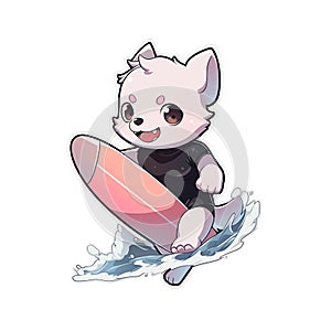A surfer dog who loves riding waves at the beach, AI Generated, Sticker ver.13