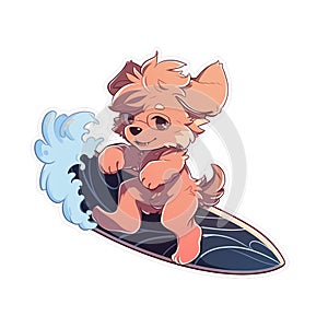 A surfer dog who loves riding waves at the beach, AI Generated, Sticker ver.8