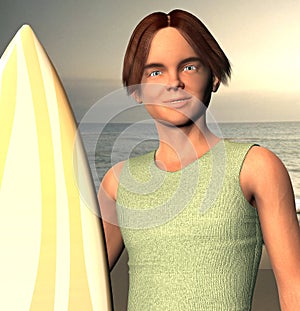 Surfer dude at sunset