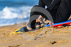 Surfer Flippers Beach