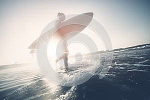 Surfer girl silhouette