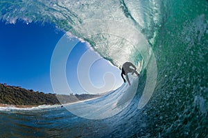 Surfer Inside Hollow Wave