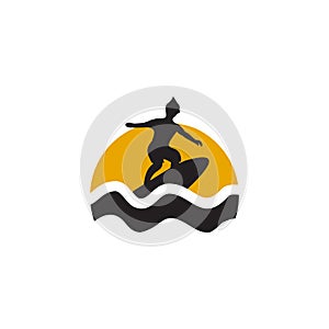 Surfer logo icon design template