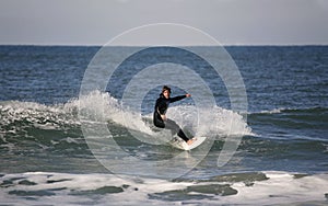 Surfer making a forehand