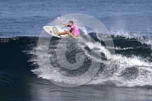 Surfer Nicola Atherton Surfing Haleiwa Hawaii