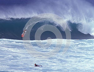 Surfer at North Shore Oahu