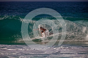 Surfer riding