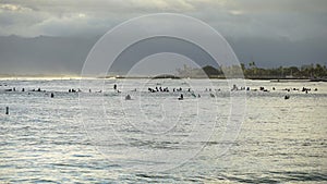 Surfer riding and turning with spray on blue ocean wave, surfing ocean lifestyle, extreme sports. Big waves with white