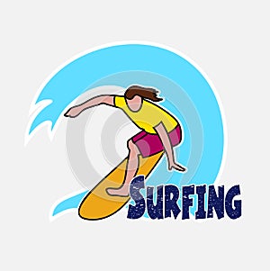Surfer's drawing on the Hawaiian wave