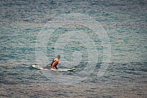 surfer in the sea waiting for the waves