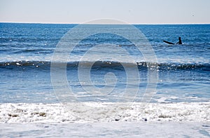 Surfer Silhouette in the Ocean Waves