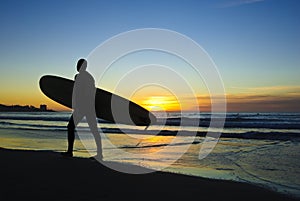 Surfer at Sunset, La Jolla shores