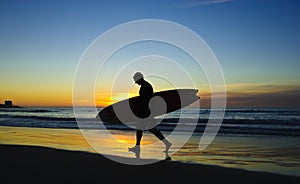 Surfer at Sunset, La Jolla shores