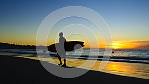 Surfer at Sunset, La Jolla shores