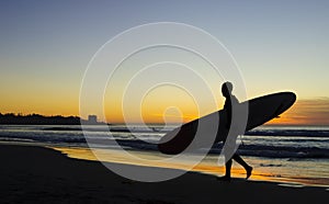 Surfer at Sunset, La Jolla shores